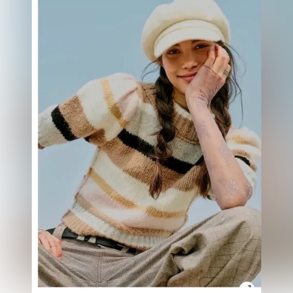 Free People Multicolor Striped Knit Sweater